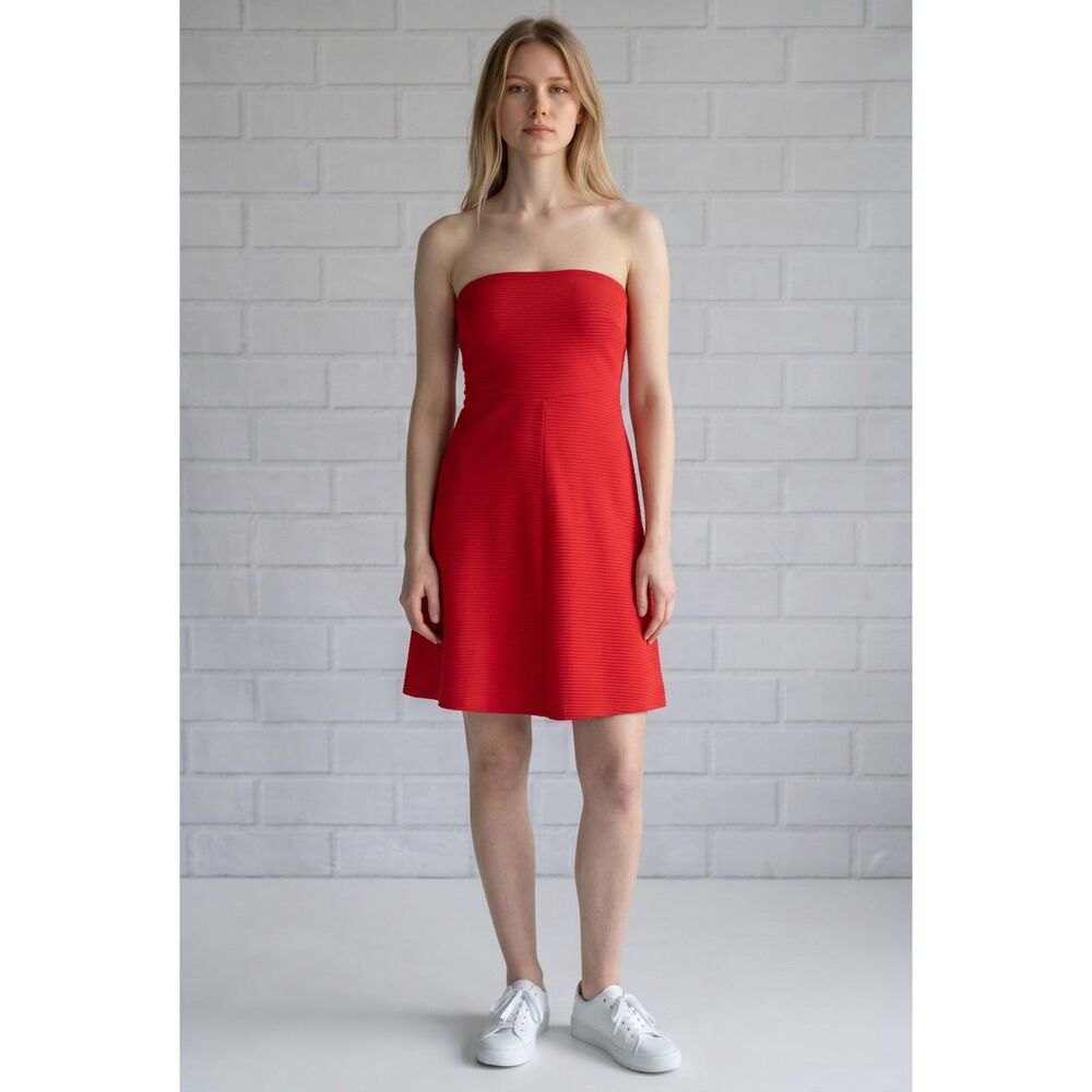 The Limited Strapless Ribbed Mini Dress in Red Small NWT A-Line Cocktail Dress